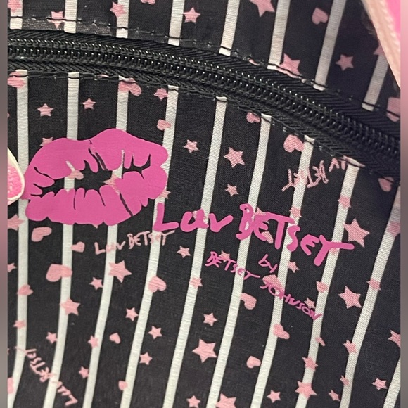 Betsey Johnson Pink and White Dome Backpack with Monogram - Picture 8 of 16